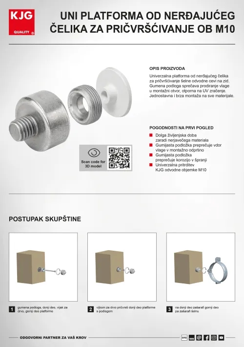 UNI platforma od nerđajućeg čelika za pričvršćivanje OB M10