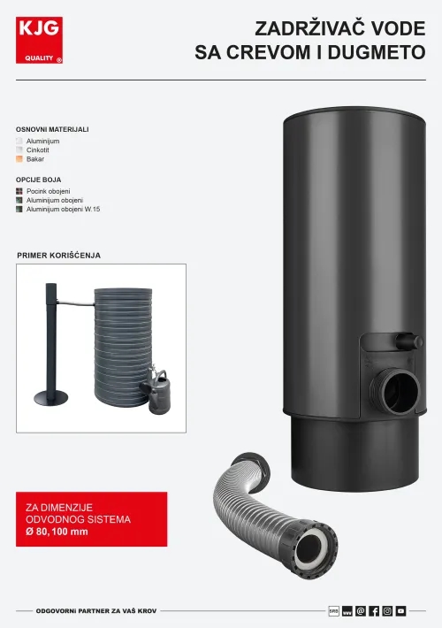 Zadrživač vode sa crevom i dugmetom