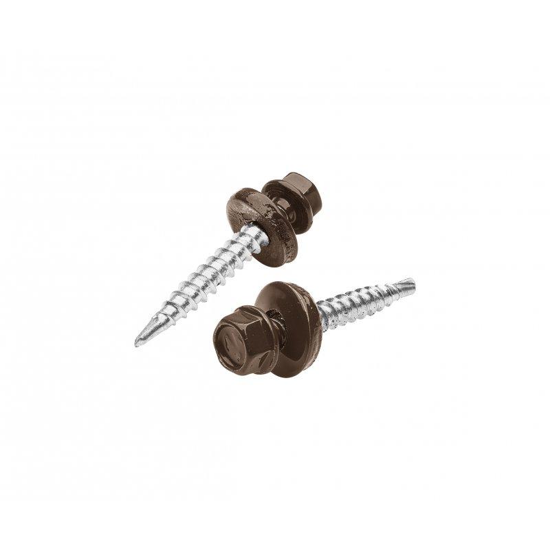 Pocinkovani vijak farmer  - Pocink obojeni  - Tamno braon ČOKO  -  Slika