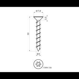 Pocinkovani vijak za hafter sa TORX prihvatom  - Pocink  - Natur  -  Slika 2
