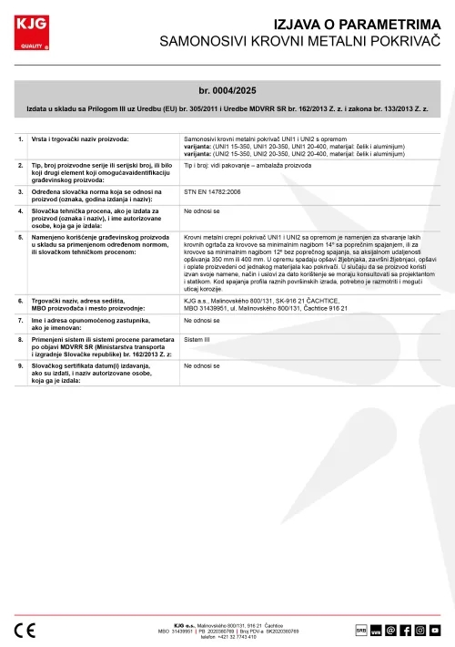 Samonosivi krovni metalni pokrivač