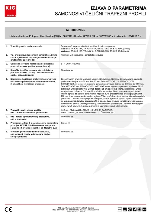 Samonosivi čelični trapezni profili